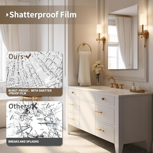 KOHROS 18x24 Frameless Rectangular Bathroom Vanity Mirror - color: Rectangular, size: 18"L x 24"W