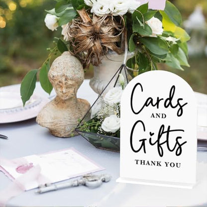 Acrylic Wedding Sign Cards and Gifts Sign for Wedding Wedding Signs for Ceremony Modern Calligraphy Arch Acrylic Table Top Sign for Wedding Reception and Event Party Table(white） - color: Cards and Gifts