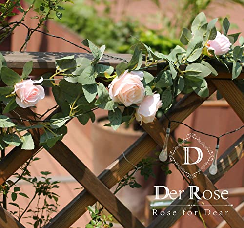 Der Rose 2Pcs 6.5FT Pink Rose Fake Flower Garland for Wedding Backdrop - color: Pink Rose 2 Pcs