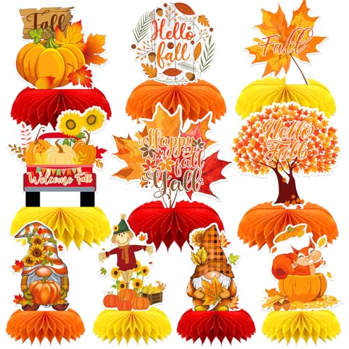 10Pcs Fall Table Decorations, Thanksgiving Honeycomb Centerpieces - style: Fall Party Style