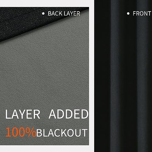 Joydeco Blackout Curtains 84 Inches Long 2 Panels Burg, Room Darkening Curtains for Bedroom, 100% Black Out Textured Thermal Drapes Privacy Protection 2 Panels Set(W52 x L84 Inch, Black) - color: Black, size: 52"W x 84"L (Pack of 2)
