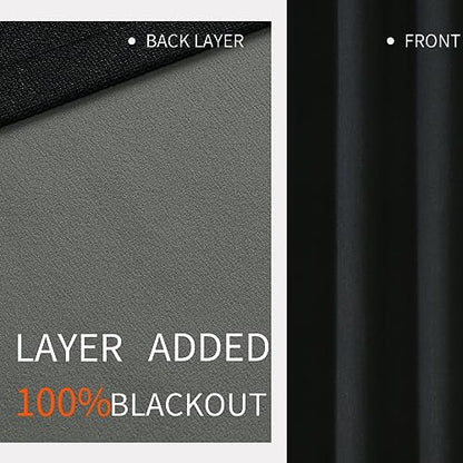 Joydeco Blackout Curtains 84 Inches Long 2 Panels Burg, Room Darkening Curtains for Bedroom, 100% Black Out Textured Thermal Drapes Privacy Protection 2 Panels Set(W52 x L84 Inch, Black) - color: Black, size: 52"W x 84"L (Pack of 2)