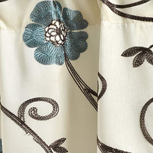 Lush Decor Royal Garden Valance Floral Window Kitchen Curtain (Single), 42”W x 18"L, Blue - size: 42"W x 18"L (Pack of 1)