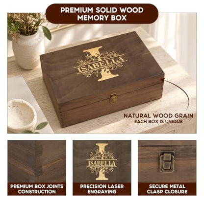 Personalized Floral Monogram Box, Engraved Bridesmaid & Maid of Honor Gift - style: 3. Monogram Designs