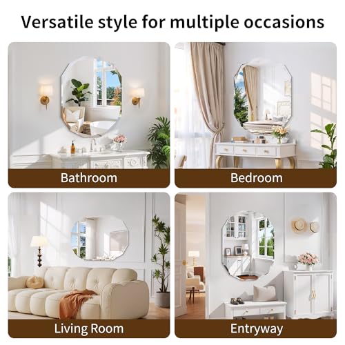 GLASHOM Frameless Mirrors for Bathroom 30x40 inch - size: 30"L x 40"W