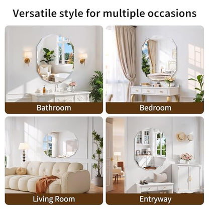 GLASHOM Frameless Mirrors for Bathroom 30x40 inch - size: 30"L x 40"W