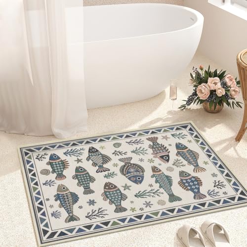 Fish Ocean Rug 3x5 for Living Room Coastal Rugs Low Pile Soft Non Slip - color: Fish, size: 3'x5' (Rectangular)