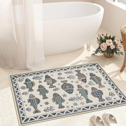 Fish Ocean Rug 3x5 for Living Room Coastal Rugs Low Pile Soft Non Slip - color: Fish, size: 3'x5' (Rectangular)