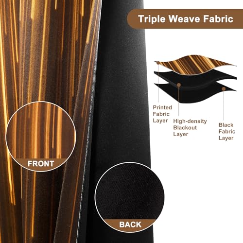 Black and Gold Blackout Curtains for Bedroom, Ombre Abstract Black Out Curtains 63 Inch Long, Thermal Insulated Blackout Drapes with Grommet Top, 42W x 63L, 2 Panels - color: 04 Gold and Black, size: 42"W x 63"L (Pack of 2)