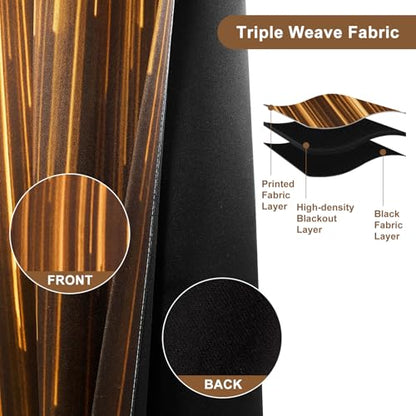 Black and Gold Blackout Curtains for Bedroom, Ombre Abstract Black Out Curtains 63 Inch Long, Thermal Insulated Blackout Drapes with Grommet Top, 52W x 63L, 2 Panels - color: 04 Gold and Black, size: 52"W x 63"L (Pack of 2)