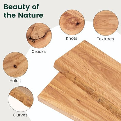 72in Live Edge Solid Elm Floating Shelves, Natural, Set of 1 - color: Natural Color, size: Live Edge 72 inch, 1Pack