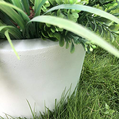 Kante Small Round Cylinder White Concrete Planter 9.8" Tall, Outdoor - color: Pure White, size: 9.8" Dia