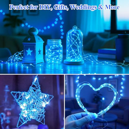Battery Operated Fairy Lights, 7FT 20 LED Silver Wire Firefly String Lights - color: Blue, size: 6-Pack