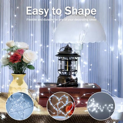 12 Pcs White Fairy Lights Waterproof 7Ft 20LED String Light - color: White, size: 12 PCS