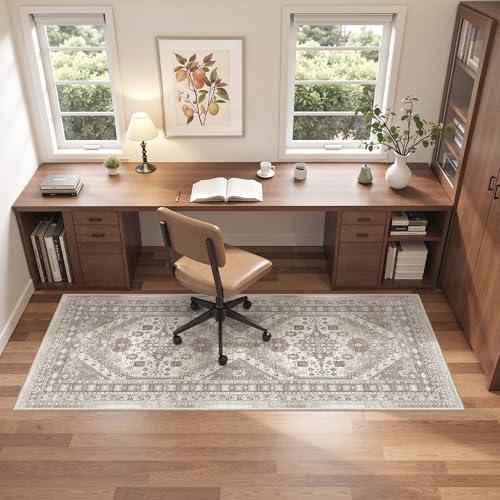 befbee 2x6 Hallway Runner Rug Non Slip Washable Kitchen Rugs Brown - color: Brown/Beige, size: 2' x 6' (Runner)