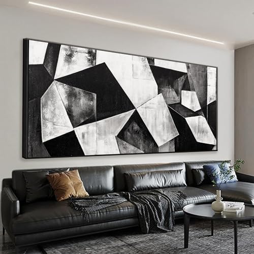 Framed Black And White Abstract Canvas Wall Art For Living Room 24 X 48 - color: Ink Black, size: 48"L x 24"W