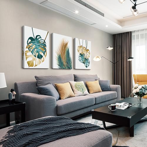 DZRWUBHS Large Framed Wall Art For Living Room Abstract Wall Decoration Art For Bedroom Kitchen Decor Leaves Wall Painting Modern Wall Pictures Artwork Office Canvas Prints Dining Room Home Decor - color: Abstract Leaves Paintings, size: 20x28inches*3pcs