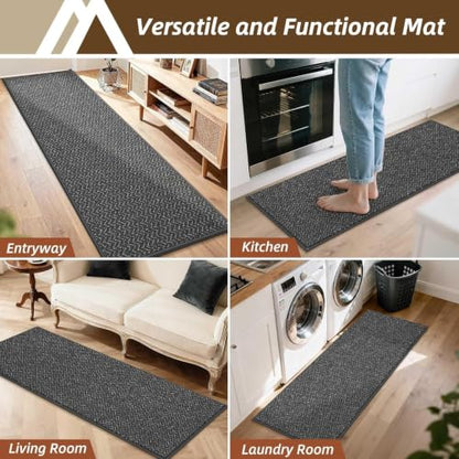 COSY HOMEER Dirt Trapper Door Mat 17"x48" Non Slip Washable Dark Grey - color: Dark Grey, size: 17" x 48"