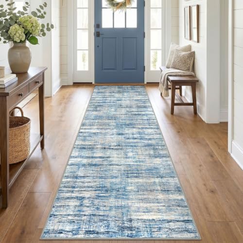 KOZYFLY Modern Washable Rug Runner 2.6x10 Hallway Runner Rug Blue Beige - color: Blue Beige, size: 2'8" x 10' (Runner)