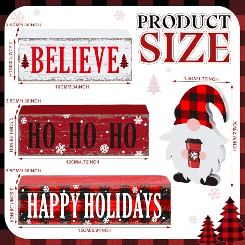 Geelin 4 Pcs Christmas Wooden Table Decorations Gnome Tabletop Centerpieces - style: Gnomes