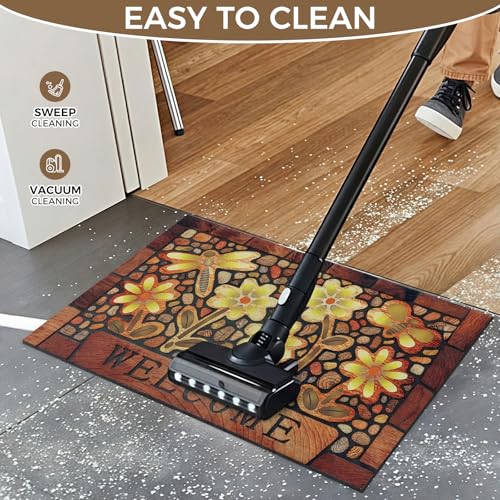 Durable Welcome Door Mats 24”x36” – Heavy Duty Non-Slip Rubber Outside Door Mat Large Front Outdoor Mat for Home Entrance, Porch, Patio, Garage and High Traffic Areas,Dragonfly Flower - size: 2'0" x 3'0" (Rectangular)