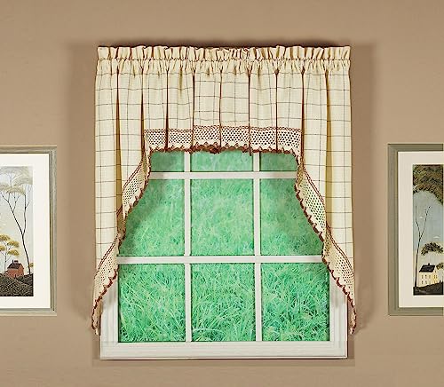 Today's Curtain Adirondack 2-Tone Crochet Swag 38", Ecru/Toast, 60W x 38L - color: Ecru/ Toast, size: 60"W x 38"L (Pack of 1)