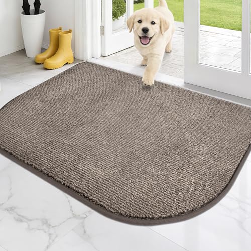 PURRUGS Dirt Trapping Door Mat, 32" x 47"(Half Round), Heathered Beige - color: Heathered Beige, size: 32" X 47" (Half Round)