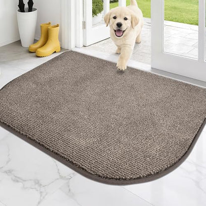 PURRUGS Dirt Trapping Door Mat, 32" x 47"(Half Round), Heathered Beige - color: Heathered Beige, size: 32" X 47" (Half Round)
