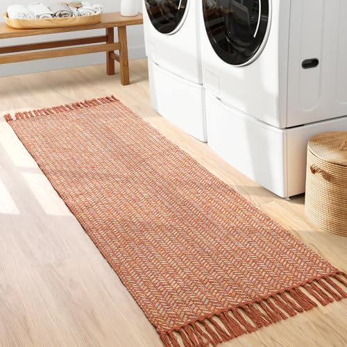 Lahome Boho Bathroom Runner Rug, 2x6 Fall Washable Rugs for Hallways - color: Rust/Multi, size: 2' x 6' (Runner)