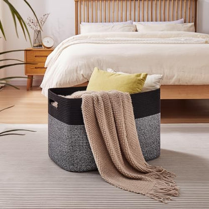 OIAHOMY 108L Extra Large Blanket Basket Dog Toy Basket Grey/Black - color: Grey/Black