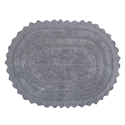 DII Crochet Collection Reversible Bath Mat, Large Oval, 21x34, Gray - color: Grey, size: 1'9" x 2'10" (Oval)