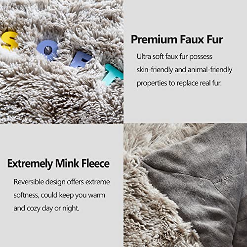 GONAAP Fuzzy Faux Fur Twin Blanket for Couch, Frosty Grey, 60"x80" - color: Frosty Grey, size: Twin(60"x80")