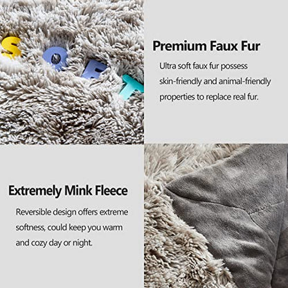 GONAAP Fuzzy Faux Fur Twin Blanket for Couch, Frosty Grey, 60"x80" - color: Frosty Grey, size: Twin(60"x80")