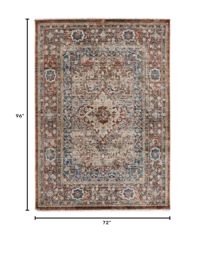 SAFAVIEH Bijar Area Rug 6x8, Traditional Distressed Brown & Rust BIJ652D - color: Brown/Rust, size: 6' x 8' (Rectangular)