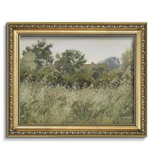 AIMAILON Framework Spring Wildflower Pattern, Impressionist Style 10x12 - color: Green Countryside Scenery, size: 12"L x 10"W