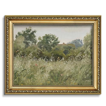 AIMAILON Framework Spring Wildflower Pattern, Impressionist Style 10x12 - color: Green Countryside Scenery, size: 12"L x 10"W