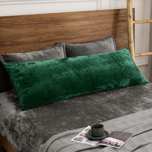 PHF Truly Velvet Body Pillowcase 20" x 54", Emerald Green, No Insert - color: Emerald Green, size: 54" x 20" (Pack of 1)