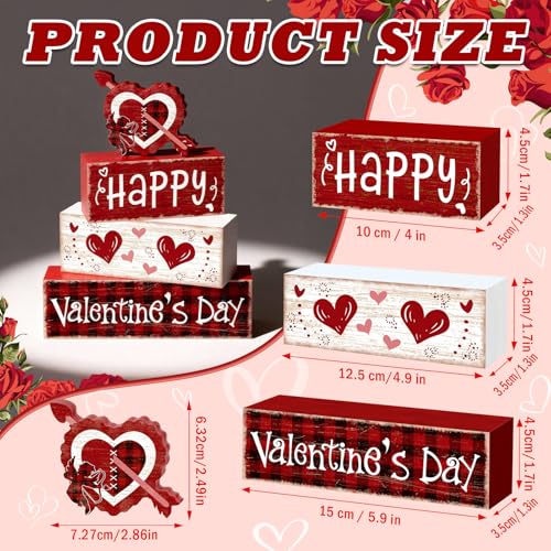 Britimes Tiered Tray Decor Set, 4 Pack, Wooden Table Sign, Heart Farmhouse - style: Cupid of Love Valentine
