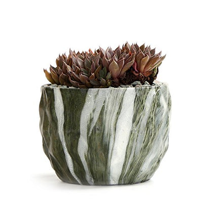 Sun-E Ceramic Succulent Pots, 3.35 Inch Marbled Flower Pots, Set of 4