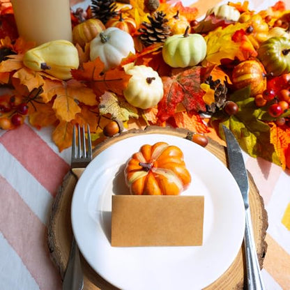 Winlyn 46 Pcs Assorted Small Artificial Pumpkins and Gourds with Acorns Pinecones Maple Leaves Fall Harvest Decor Set for Autumn Party Table Centerpiece Thanksgiving Halloween Wreaths Vase Bowl Filler