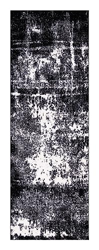 Keen Home Design Abstract Non-Shedding Runner Rug, Soft Thick Pile, 2x10 - color: Abstract Black, size: 2'8" x 9'11" (Runner)