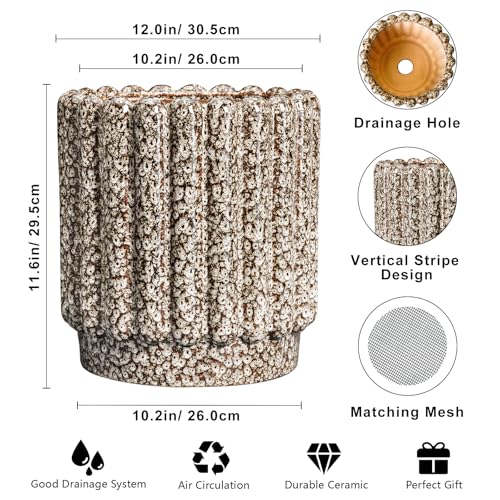 Ceramicfor Ceramic Planter, 12 Inch, Leopard Print White - color: Leopard Print White, size: 12 Inch