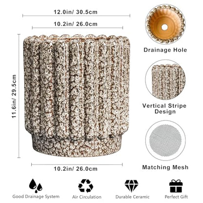 Ceramicfor Ceramic Planter, 12 Inch, Leopard Print White - color: Leopard Print White, size: 12 Inch