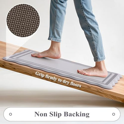 KIMODE Anti Fatigue Kitchen Mats, Light Grey Kitchen Rugs 17"x47"+17"x29" - color: Light Grey, size: 17.3" x 47"+17.3" x 29"--0.47 inches