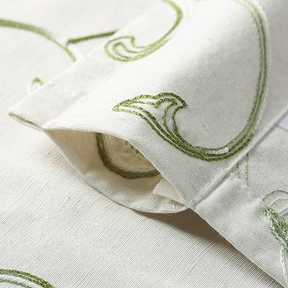 VOGOL Green Leaf Embroidered Linen Textured Valance, 42 x 18, 1 Panel - color: Green, size: 42"W x 18"L (Pack of 1)