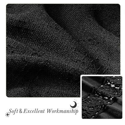 Gibelle Black Boho Bedroom Curtains 84 Inch Length, Farmhouse Linen Curtains for Living Room, Bohemian Country Window Curtain Panels Tassel Draperies, 56’’W x 84’’L - color: Black, size: 56"W x 84"L (Pack of 1)