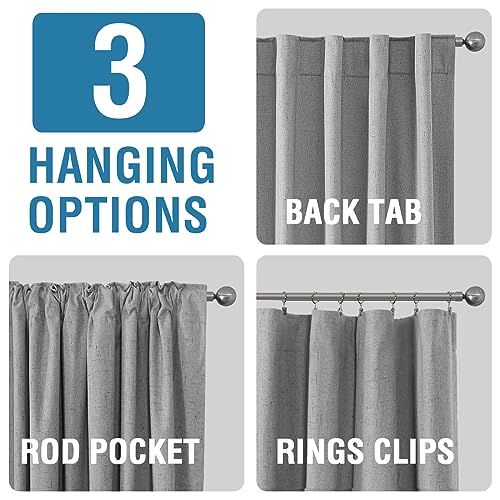 H.VERSAILTEX Faux Linen 100% Blackout Curtains for Bedroom 63 inches Long Thermal Insulated Textured Linen Look Curtain Back Tab/Rod Pocket/Hook Belt Draperies 2 Panels, 52 x 63 Inch，Dove Gray - color: Dove Gray, size: 52"W x 63"L (Pack of 2)