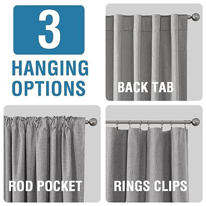 H.VERSAILTEX Faux Linen 100% Blackout Curtains for Bedroom 63 inches Long Thermal Insulated Textured Linen Look Curtain Back Tab/Rod Pocket/Hook Belt Draperies 2 Panels, 52 x 63 Inch，Dove Gray - color: Dove Gray, size: 52"W x 63"L (Pack of 2)