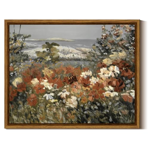 InSimSea Framed Canvas Wall Art Flower Home Decor Framed Vintage Botanical Prints Rustic Farmhouse Wall Decor Mid Century Modern Decor Art Prints Floral Room Decor for Living Room Bedroom 8x10in - color: Colorful Flowers, size: 10"L x 8"W