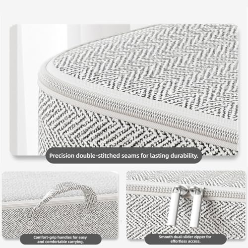 1 Pc Extra Large Foldable Storage Box With Lid, Space-Saving Fabric Collapsible Organizer Bin For Under-Bed And Closet Storage, Herringbone, 30L - size: 30L